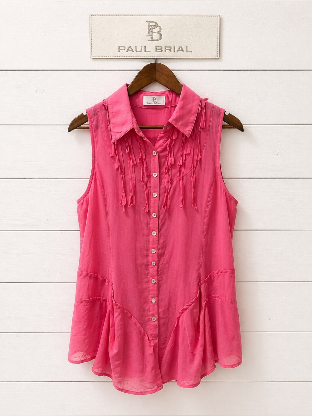 Paul Brial sleeveless ruffled blouse – Size 4 12US